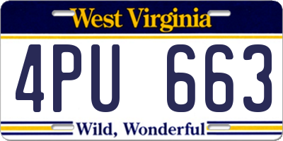 WV license plate 4PU663