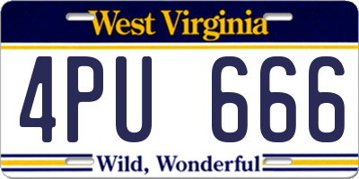 WV license plate 4PU666