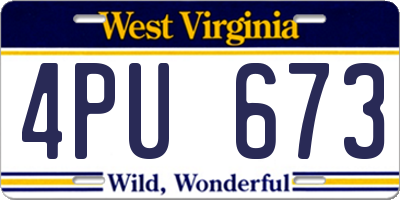 WV license plate 4PU673