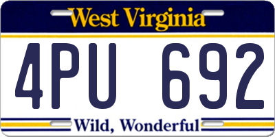 WV license plate 4PU692