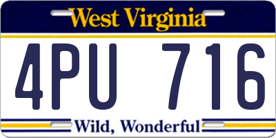 WV license plate 4PU716