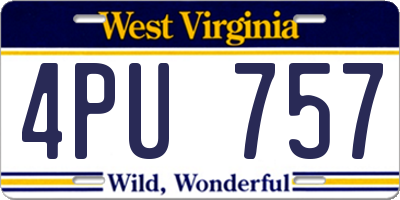 WV license plate 4PU757