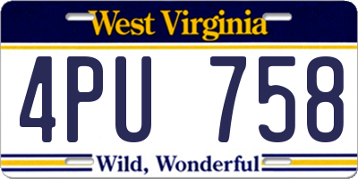 WV license plate 4PU758