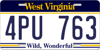 WV license plate 4PU763