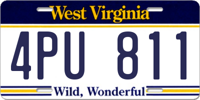 WV license plate 4PU811