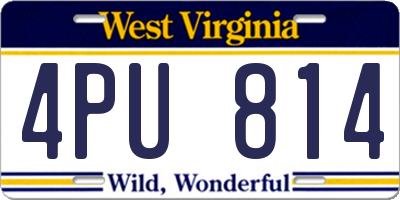 WV license plate 4PU814