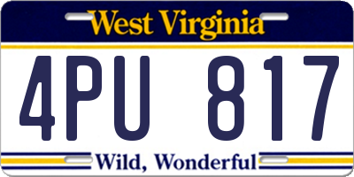 WV license plate 4PU817