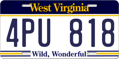 WV license plate 4PU818