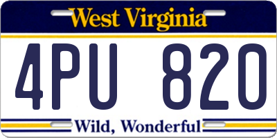 WV license plate 4PU820