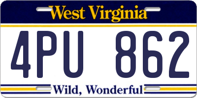 WV license plate 4PU862