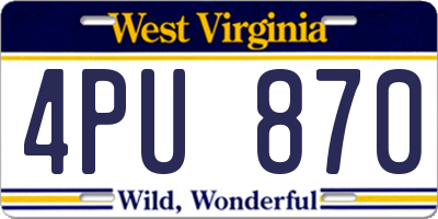 WV license plate 4PU870