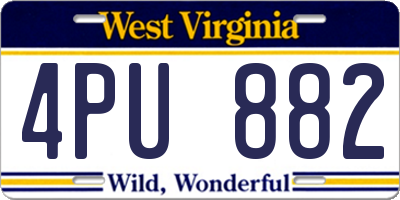 WV license plate 4PU882