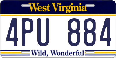WV license plate 4PU884