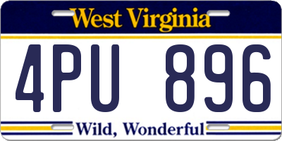 WV license plate 4PU896
