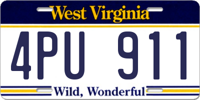 WV license plate 4PU911