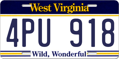 WV license plate 4PU918