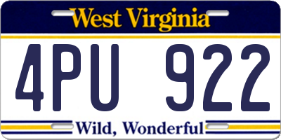 WV license plate 4PU922