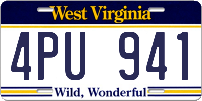 WV license plate 4PU941