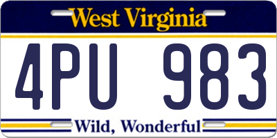 WV license plate 4PU983