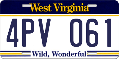 WV license plate 4PV061
