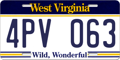 WV license plate 4PV063