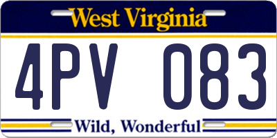 WV license plate 4PV083