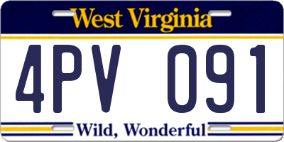 WV license plate 4PV091