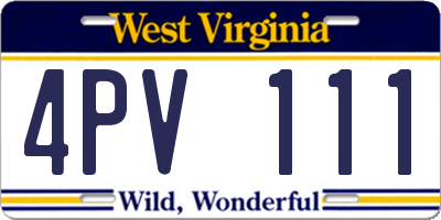 WV license plate 4PV111