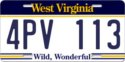 WV license plate 4PV113