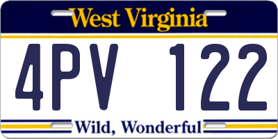 WV license plate 4PV122