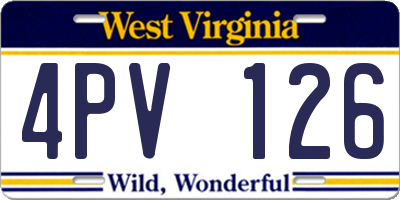 WV license plate 4PV126