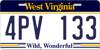 WV license plate 4PV133
