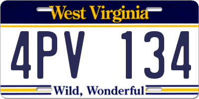 WV license plate 4PV134