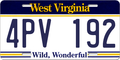 WV license plate 4PV192