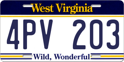 WV license plate 4PV203