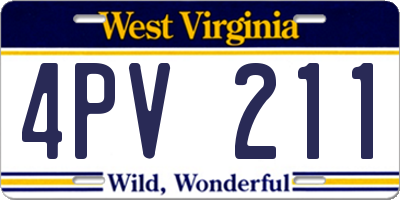 WV license plate 4PV211