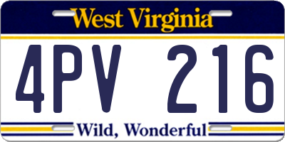 WV license plate 4PV216