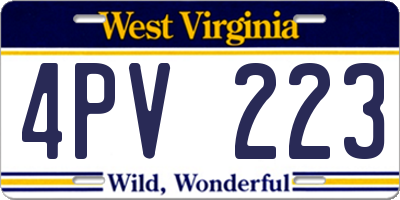 WV license plate 4PV223