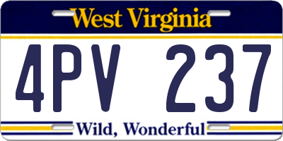 WV license plate 4PV237