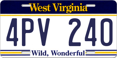 WV license plate 4PV240