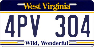 WV license plate 4PV304