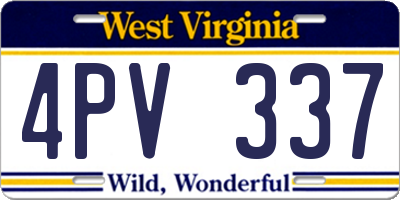 WV license plate 4PV337