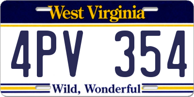 WV license plate 4PV354