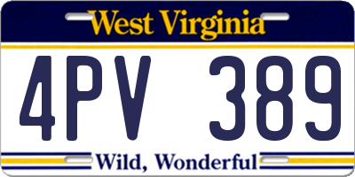 WV license plate 4PV389