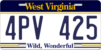 WV license plate 4PV425