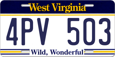 WV license plate 4PV503