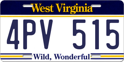 WV license plate 4PV515