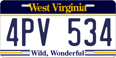 WV license plate 4PV534