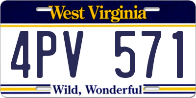 WV license plate 4PV571