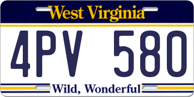 WV license plate 4PV580